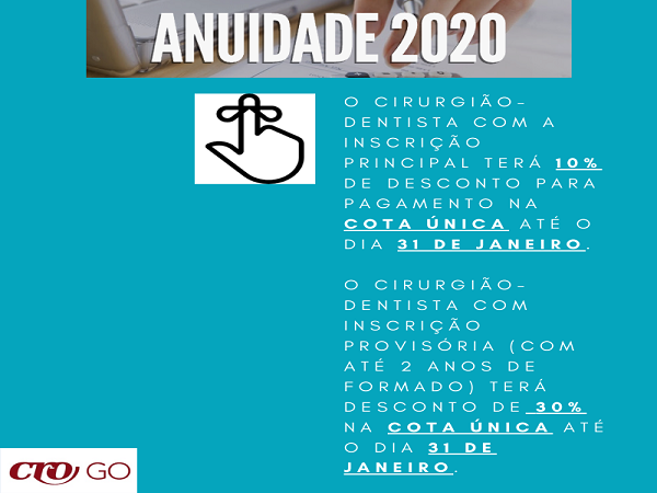 Anuidade 2020 - cota única - 600 x 450