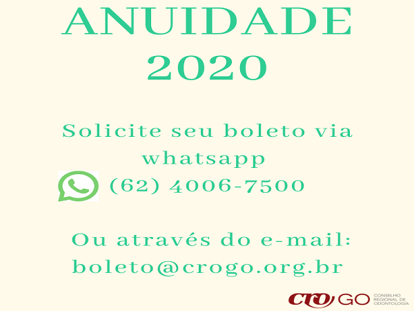 Anuidade 2020 - solicite seu boleto - 600 x 450