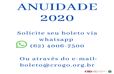 Anuidade 2020 - solicite seu boleto via whatsapp - 398 x 260