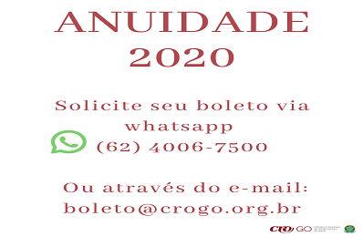 Anuidade 2020 - solicite seu boleto via whatsapp ou e-mail - 398 x 260