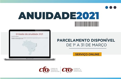 Anuidade 2021 - pagamento parcelado disponível - 398 x 260