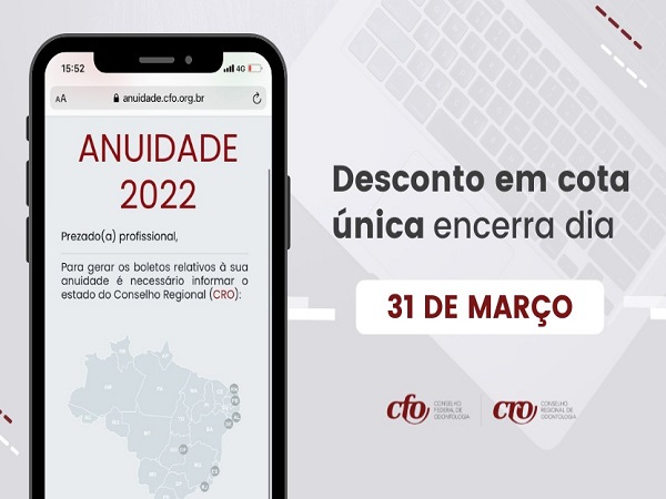 Anuidade 2022 - desconto em cota única - 600 x 450