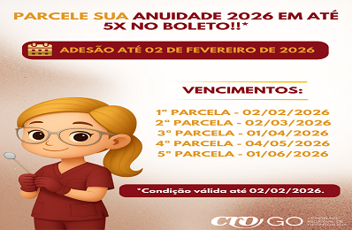 Anuidade 2026 - Parcele em até 5 vezes no boleto - 398 x 260