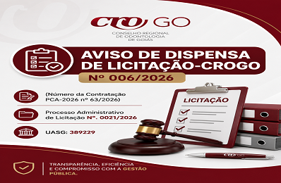 Aviso de Dispensa de Licitação nº 006-2026 - 398 x 260