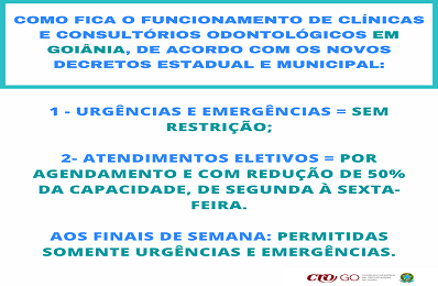 Como ficam os atendimentos odontológicos em Goiânia com o Decreto 2.373 - 398 x 260