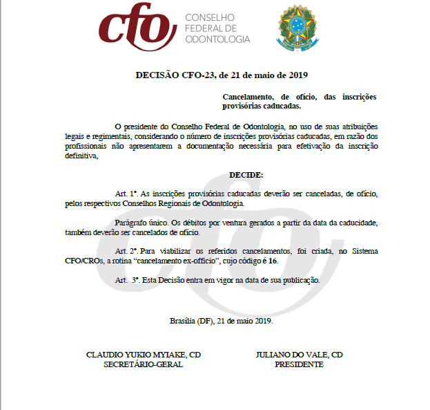 Decisão CFO-23 -2019