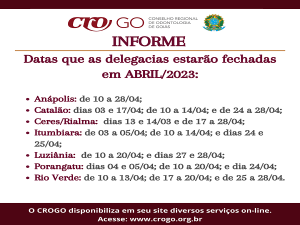Delegacias fechadas  em abril2023 - nova data Rio Verde 0 600 x 450