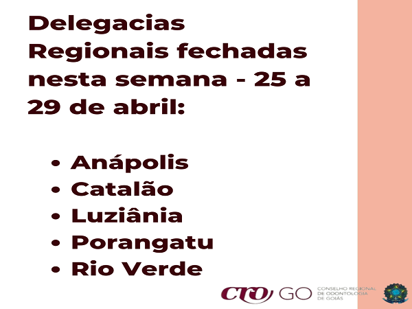 Delegacias fechadas nesta semana - 25 a 29 de abril - 600 x 450