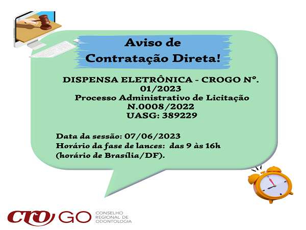 Dispensa Eletrônica - AVISO DE CONTRATAÇÃO DIRETA Nº 012023 - 600 x 450
