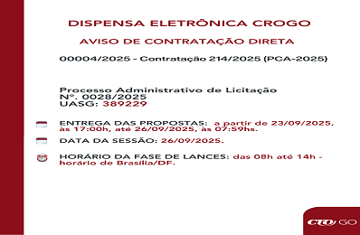 Dispensa Eletrônica - Aviso de Contratação Direta - 398 x 260