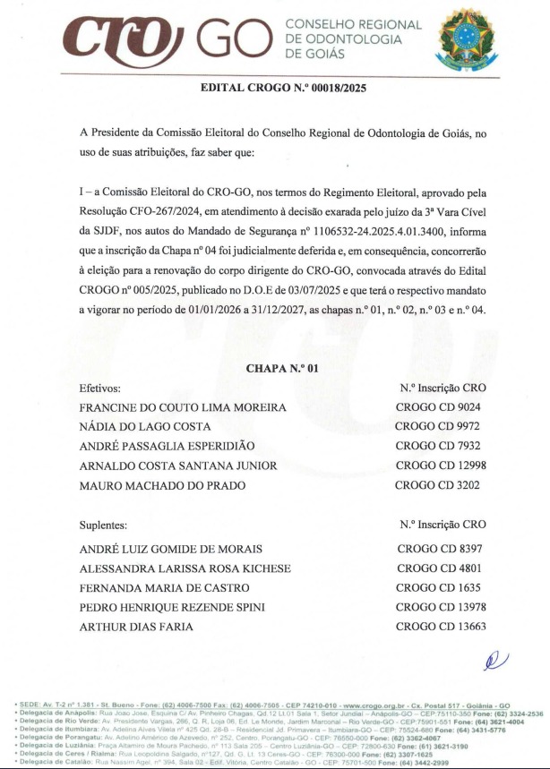 Edital CROGO 0018-2025 - Pag. 1