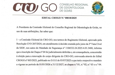 Edital CROGO 0018-2025 - Pag. 1 - Capa