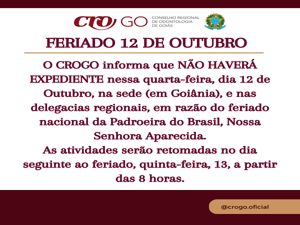 Feriado 12 de Outubro - 2022 - 600 x 450