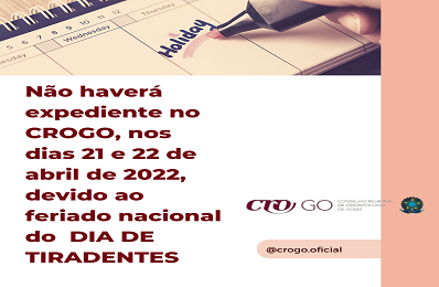 Feriado 21 de  Abril - Tiradentes- 2022 - 398 X 260