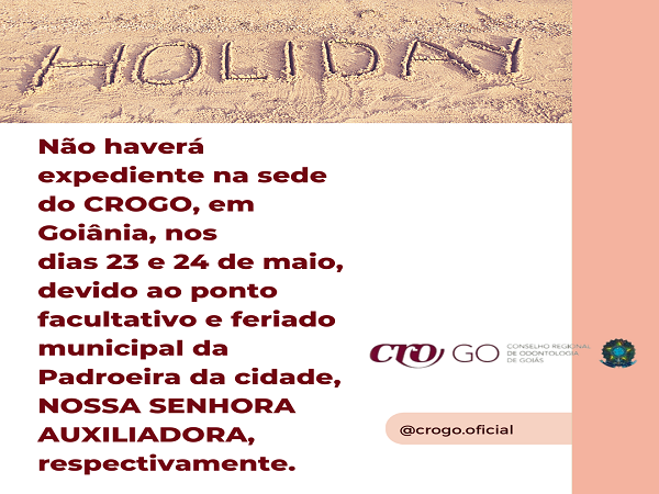 Feriado 23 e 24 de  Maio - Padroeira de Goiânia - 600 x 450