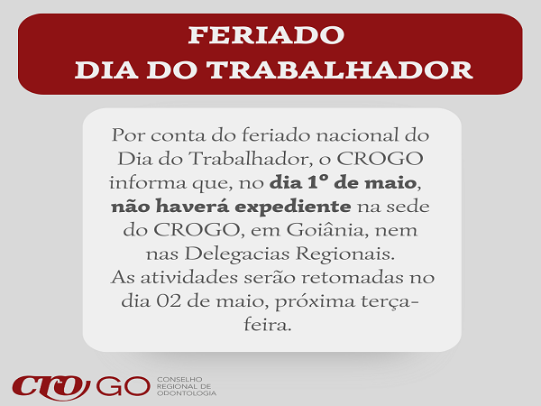 Feriado Dia do Trabalhador - 1º de Maio - 2023 - 600 x 450