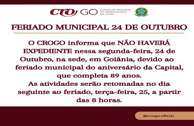 Feriado municipal 24 de Outubro - Aniversário de Goiânia - 398 x 260