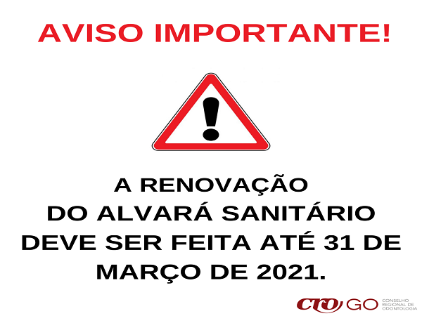 Informativo - Renovação Alvará Sanitário - 600 x 450