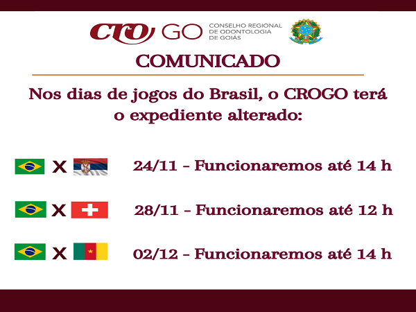 Informe horário especial Jogos do Brasil na Copa  - 600 x 450