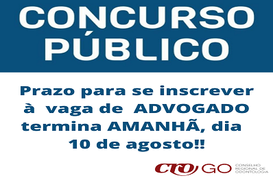 Inscrições para concurso público de advogado terminam 10 de agosto - 398 x 260