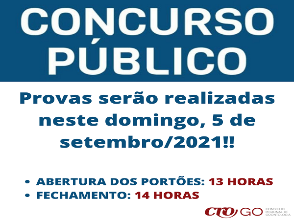 Provas Concurso Público dia 5 de setembro - 600 x 450