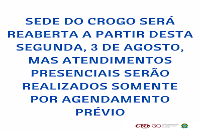 Sede do CROGO será reaberta a partir de 3 de agosto - 398  x 260