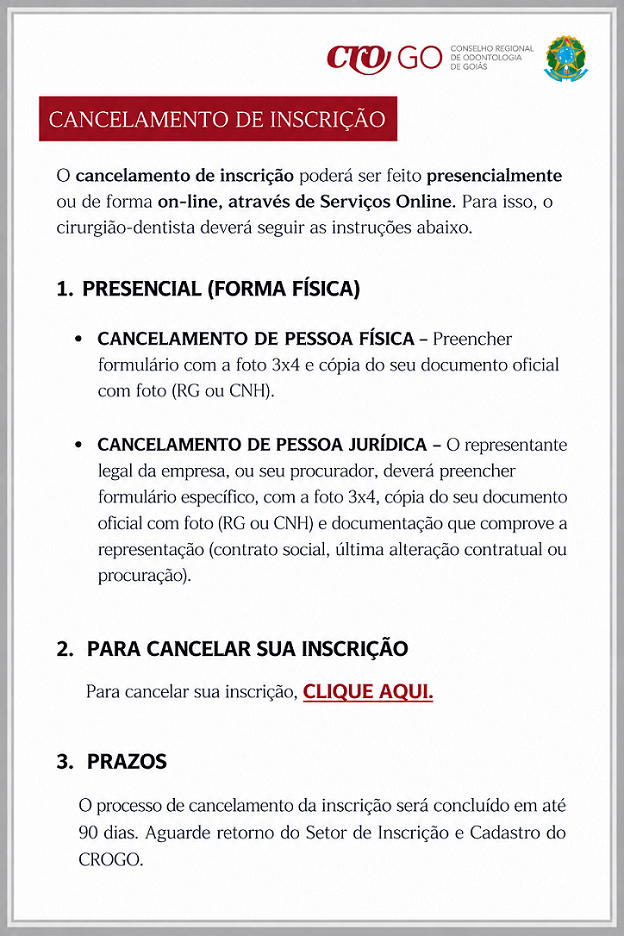 Cancelamento de Inscrição para site