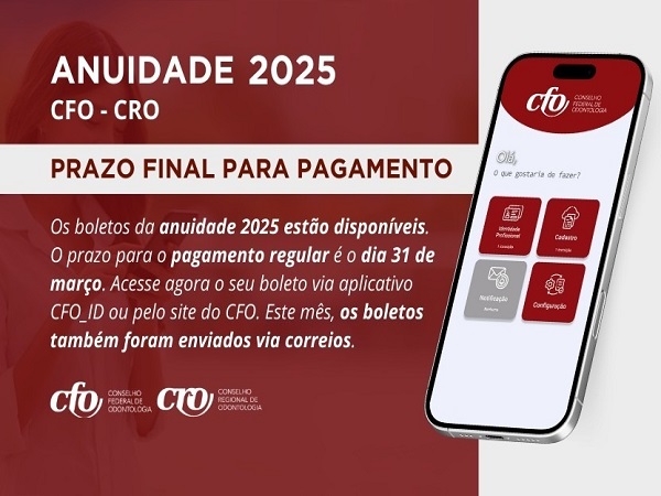 Anuidade 2025 - prazo final - 600 x 450