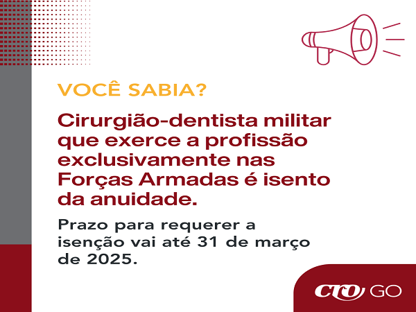 Militar das Forças Armadas é isento da Anuidade - PRAZO ATÉ 31.03.2025 - 600 X 450